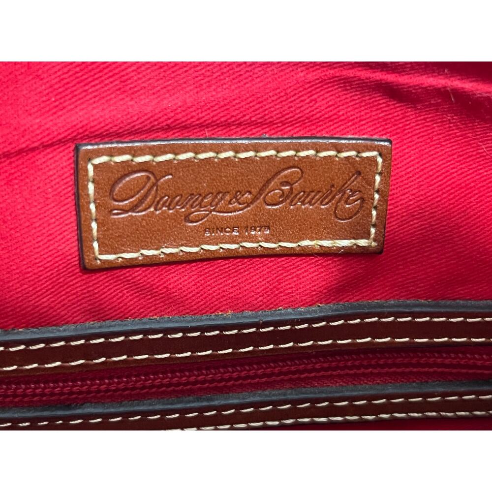 Classic Dooney & Bourke Crossbody Bag Brown Pebbled Leather Red Lining - Picture 13 of 14